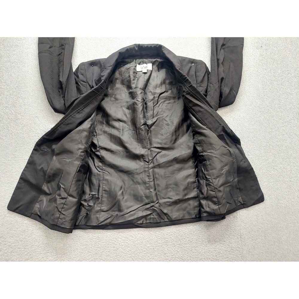 Le Suit Women Blazer Jacket 14 Black Button Front Pockets Single Breasted Career - Picture 7 of 15